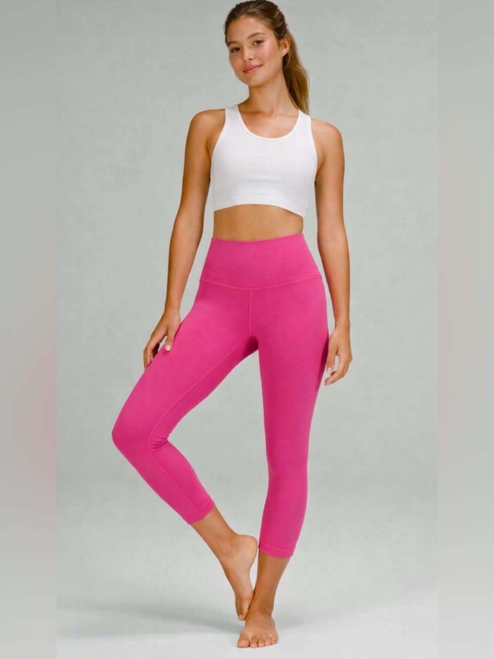 Lululemon Align HR Crop Leggings Pink Lychee Size 4 Buttery Soft 23”